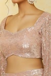 Buy_Shlok Design_Pink Net Embroidered Sequin Sweetheart Neck Geometric Lehenga Set _Online_at_Aza_Fashions