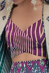 Surily G_Purple Silk Embroidery V-neck Stripe Pattern Top _Online_at_Aza_Fashions