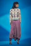 Shop_Surily G_Purple Silk Stripe Pattern Goa Pant  _at_Aza_Fashions