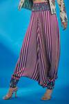 Surily G_Purple Silk Stripe Pattern Goa Pant  _Online_at_Aza_Fashions
