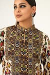 Buy_Rajdeep Ranawat_Beige Silk Geometric Band Champa Pattern Tunic  _Online_at_Aza_Fashions