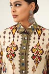 Shop_Rajdeep Ranawat_Beige Silk Geometric Shirt Collar Maizah Pattern  _Online_at_Aza_Fashions