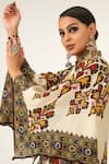 Buy_Rajdeep Ranawat_Beige Silk Geometric Band Nylla Pattern Tunic  _Online_at_Aza_Fashions