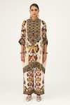 Rajdeep Ranawat_Beige Silk Geometric Band Chanel Pattern Tunic  _Online_at_Aza_Fashions