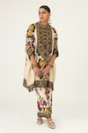 Buy_Rajdeep Ranawat_Beige Silk Geometric Band Chanel Pattern Tunic  _Online_at_Aza_Fashions