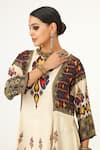 Shop_Rajdeep Ranawat_Beige Silk Geometric Round Aamilah Flared Tunic  _Online_at_Aza_Fashions