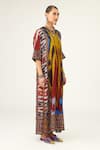 Buy_Rajdeep Ranawat_Yellow Silk Geometric V Neck Banera Pattern Tunic  _Online_at_Aza_Fashions