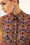 Shop_Rajdeep Ranawat_Yellow Silk Geometric Shirt Collar Maizah Pattern  _Online_at_Aza_Fashions