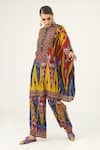 Buy_Rajdeep Ranawat_Yellow Silk Geometric Band Chanel Pattern Tunic  _Online_at_Aza_Fashions