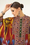 Shop_Rajdeep Ranawat_Yellow Silk Geometric Band Chanel Pattern Tunic  _Online_at_Aza_Fashions