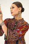 Buy_Rajdeep Ranawat_Yellow Silk Geometric Band Ghazala Pattern Tunic _Online_at_Aza_Fashions