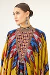 Buy_Rajdeep Ranawat_Yellow Silk Printed Abstract High Neck Farah Draped Dress  _Online_at_Aza_Fashions