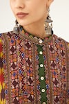 Rajdeep Ranawat_Yellow Abstract Band Collar Chanel Silk Printed Tunic _at_Aza_Fashions