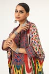 Shop_Rajdeep Ranawat_Multi Color Silk Printed Abstract Band Collar Chanel Tunic  _Online_at_Aza_Fashions