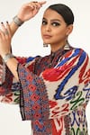 Rajdeep Ranawat_Multi Color Silk Printed Abstract Band Collar Gayatri Tunic _Online_at_Aza_Fashions