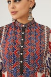 Buy_Rajdeep Ranawat_Multi Color Silk Printed Abstract Band Collar Gayatri Tunic _Online_at_Aza_Fashions