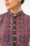 Buy_Rajdeep Ranawat_Multi Color Silk Printed Abstract Band Collar Ghazala Tunic  _Online_at_Aza_Fashions