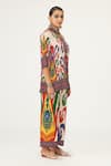 Rajdeep Ranawat_Multi Color Silk Printed Abstract Collared Neck Maizah Cropped Shirt  _Online_at_Aza_Fashions