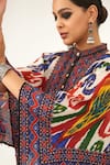 Buy_Rajdeep Ranawat_Multi Color Silk Printed Abstract Band Collar Nylla Tunic  _Online_at_Aza_Fashions