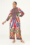 Buy_Rajdeep Ranawat_Multi Color Silk Printed Abstract High Neck Farah High-low Tunic  _at_Aza_Fashions