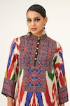 Buy_Rajdeep Ranawat_Multi Color Silk Printed Abstract High Neck Farah High-low Tunic  _Online_at_Aza_Fashions