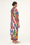 Rajdeep Ranawat_Multi Color Silk Printed Abstract High Neck Farah High-low Tunic  _at_Aza_Fashions