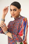 Rajdeep Ranawat_Multi Color Silk Printed Abstract Band Collar Champa Kurta  _at_Aza_Fashions