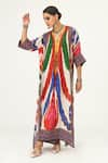 Buy_Rajdeep Ranawat_Multi Color Silk Printed Abstract V Neck Banera Tunic  _Online_at_Aza_Fashions