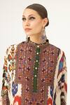 Rajdeep Ranawat_Multi Color Silk Print Geometric Mandala Round Collar Chanel Tunic  _at_Aza_Fashions