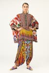 Buy_Rajdeep Ranawat_Multi Color Silk Print Abstract Round Collar Chanel Tunic _at_Aza_Fashions