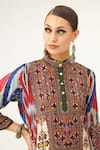 Rajdeep Ranawat_Multi Color Silk Print Abstract Round Collar Baaka Tunic  _at_Aza_Fashions