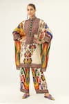 Buy_Rajdeep Ranawat_Multi Color Silk Print Abstract Mandala Round Collar Chanel Tunic  _at_Aza_Fashions