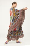 Shop_Rajdeep Ranawat_Multi Color Silk Print Abstract V Neck Farida Kaftan _Online_at_Aza_Fashions