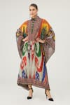 Buy_Rajdeep Ranawat_Multi Color Silk Print Abstract Collared Neck Gudiya Kaftan  _Online_at_Aza_Fashions