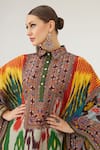 Rajdeep Ranawat_Multi Color Silk Print Abstract Collared Neck Gudiya Kaftan  _at_Aza_Fashions