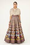 Rajdeep Ranawat_Beige Satin Varsha Leela Paisley Print Skirt And Top Set_Online_at_Aza_Fashions