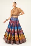 Buy_Rajdeep Ranawat_Multi Color Satin Varsha Leela Floral Print Skirt And Top Set_at_Aza_Fashions