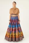 Shop_Rajdeep Ranawat_Multi Color Satin Printed Paisley Varsha Leela Floral Skirt And Top Set _Online_at_Aza_Fashions