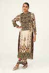 Buy_Rajdeep Ranawat_Beige Silk Geometric Band Champa Pattern Tunic  _at_Aza_Fashions