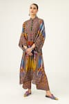 Buy_Rajdeep Ranawat_Yellow Silk Geometric Band Gayatri Long Tunic  _at_Aza_Fashions