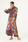 Buy_Rajdeep Ranawat_Multi Color Silk Printed Abstract Band Collar Ghazala Tunic  _at_Aza_Fashions