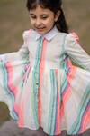 Buy_The Pony & Peony Co._Off White Cotton Neon Stripes Pattern Structured Shirt Dress_Online_at_Aza_Fashions