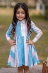Shop_The Pony & Peony Co._Blue Cotton Candy Stripes Pattern Structured Shirt Dress_at_Aza_Fashions