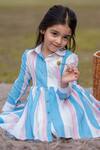 Shop_The Pony & Peony Co._Blue Cotton Candy Stripes Pattern Structured Shirt Dress_Online_at_Aza_Fashions