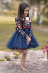 Shop_The Pony & Peony Co._Blue 100% Cotton Floral Vintage Love Pattern Dress _at_Aza_Fashions