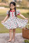 Shop_The Pony & Peony Co._White Cotton Berry Pattern Dress _at_Aza_Fashions