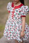 The Pony & Peony Co._White Cotton Berry Pattern Dress _Online_at_Aza_Fashions