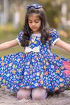 Buy_The Pony & Peony Co._Blue Cotton Bows Floral Pattern Dress _Online_at_Aza_Fashions
