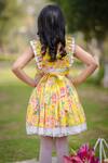Shop_The Pony & Peony Co._Yellow Cotton Lace Sunshine Floral Pattern Flared Dress _at_Aza_Fashions