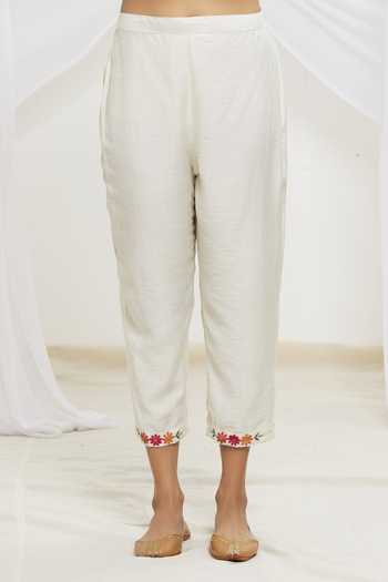 Cream Kurta Digital Print With Single Thread Work Aligadhi Pant main image 1